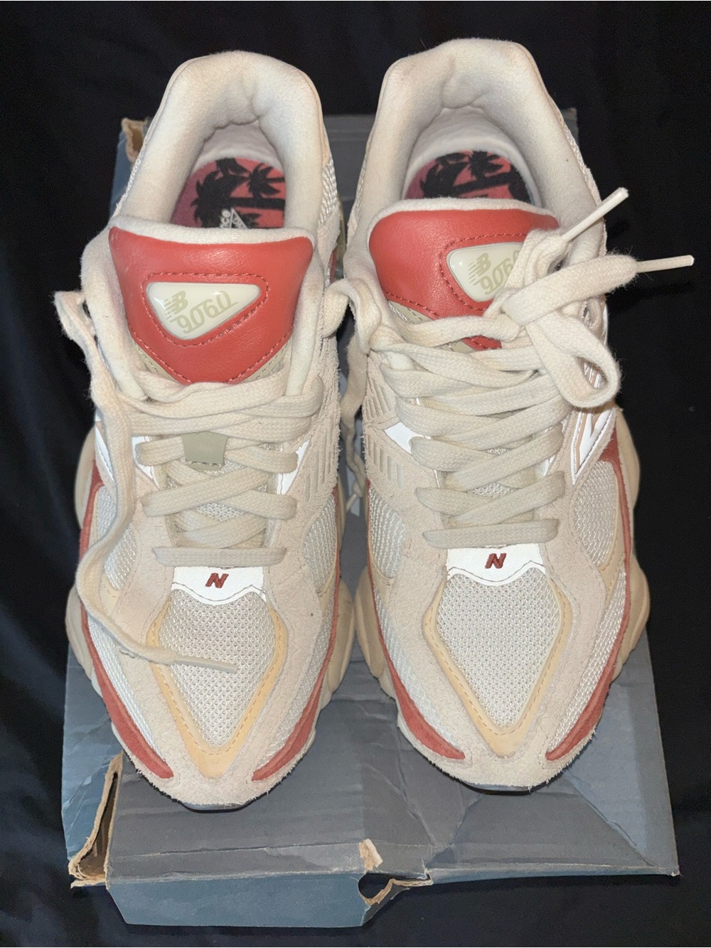 New Balance Women’s Beige and Coral Lace-Up Sneakers